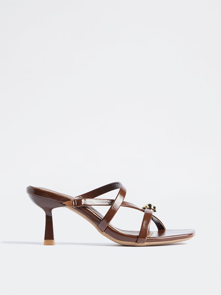 LUNA BLU Brown Multi-Strap Heel Sandals