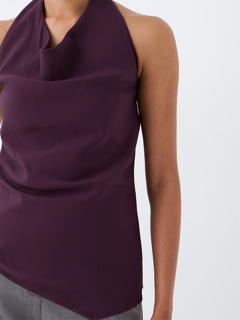 Wardrobe Dark Plum Halter-Neck Top