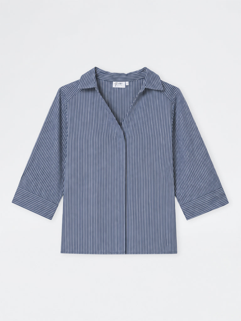 Gia Blue Striped Cotton Shirt