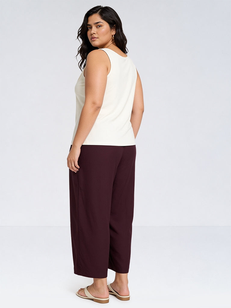 Gia Burgundy Solid High-Rise Pants