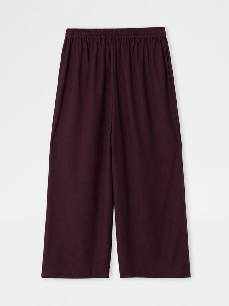 Gia Burgundy Solid High-Rise Pants