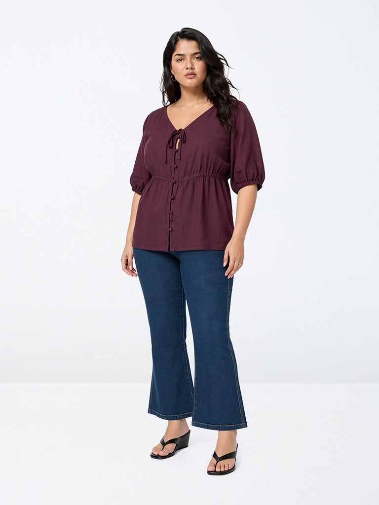 Gia Indigo-Wash High-Waist Flared Fit Jeans