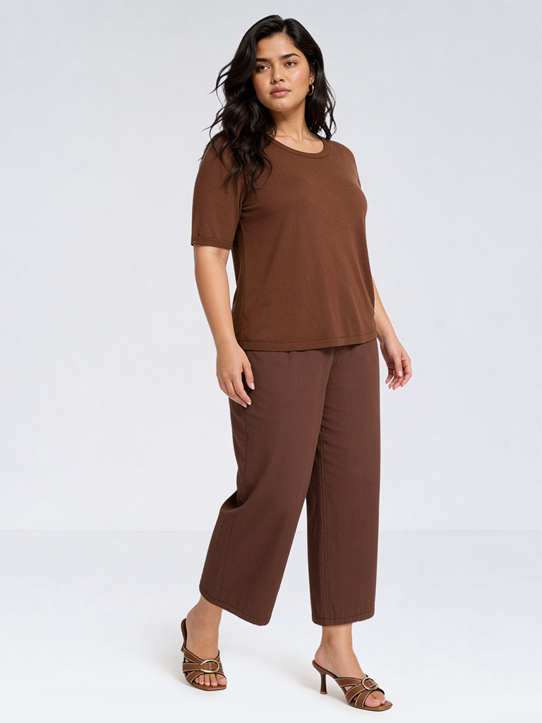 Gia Brown-Wash High-Waist Relaxed Fit Jeans