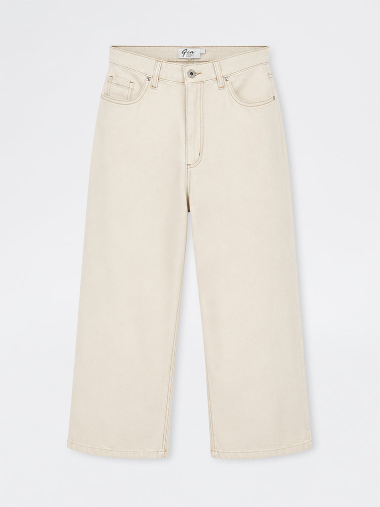 Gia Beige Straight-Fit Jeans