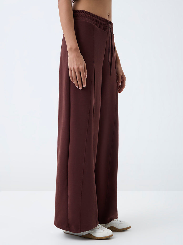 Nuoflexx Dark Brown Panelled High-Rise Track Pants