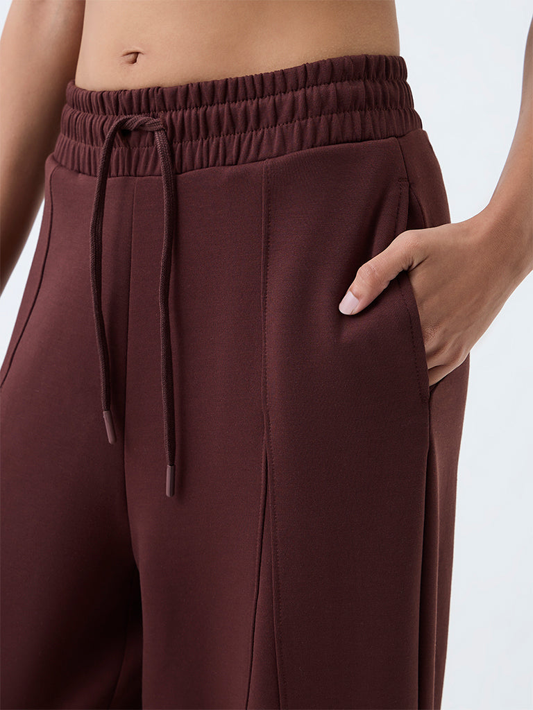Nuoflexx Dark Brown Panelled High-Rise Track Pants