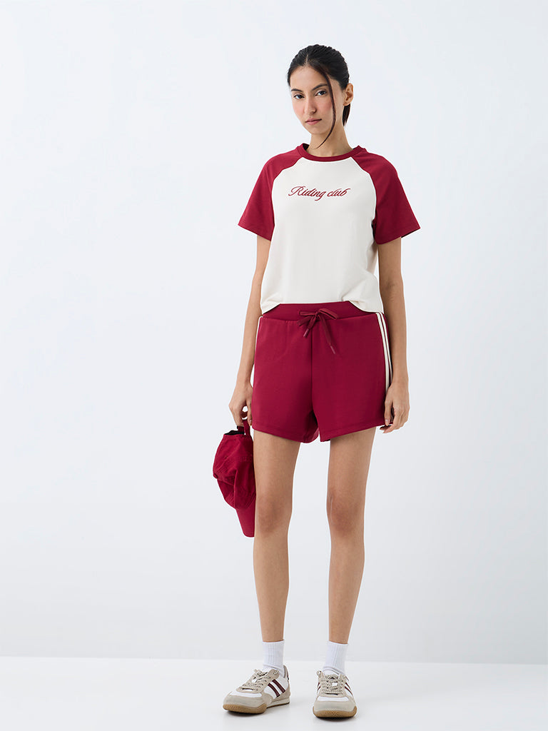 Nuoflexx Red Striped High-Rise Shorts