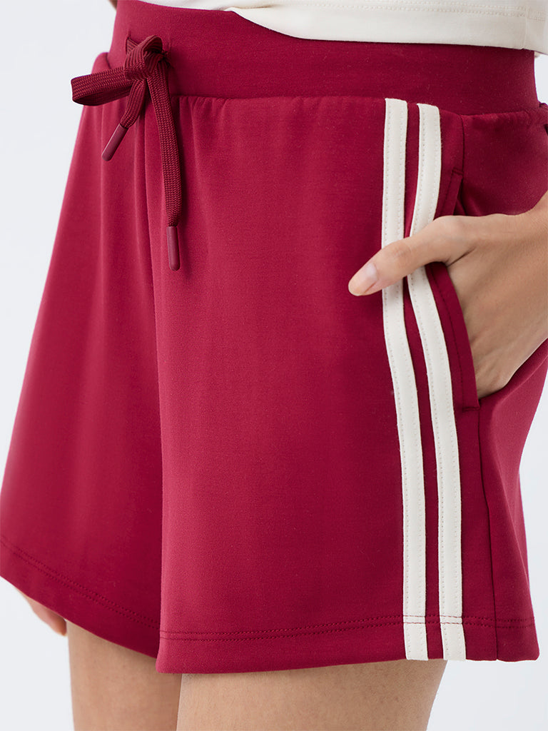 Nuoflexx Red Striped High-Rise Shorts