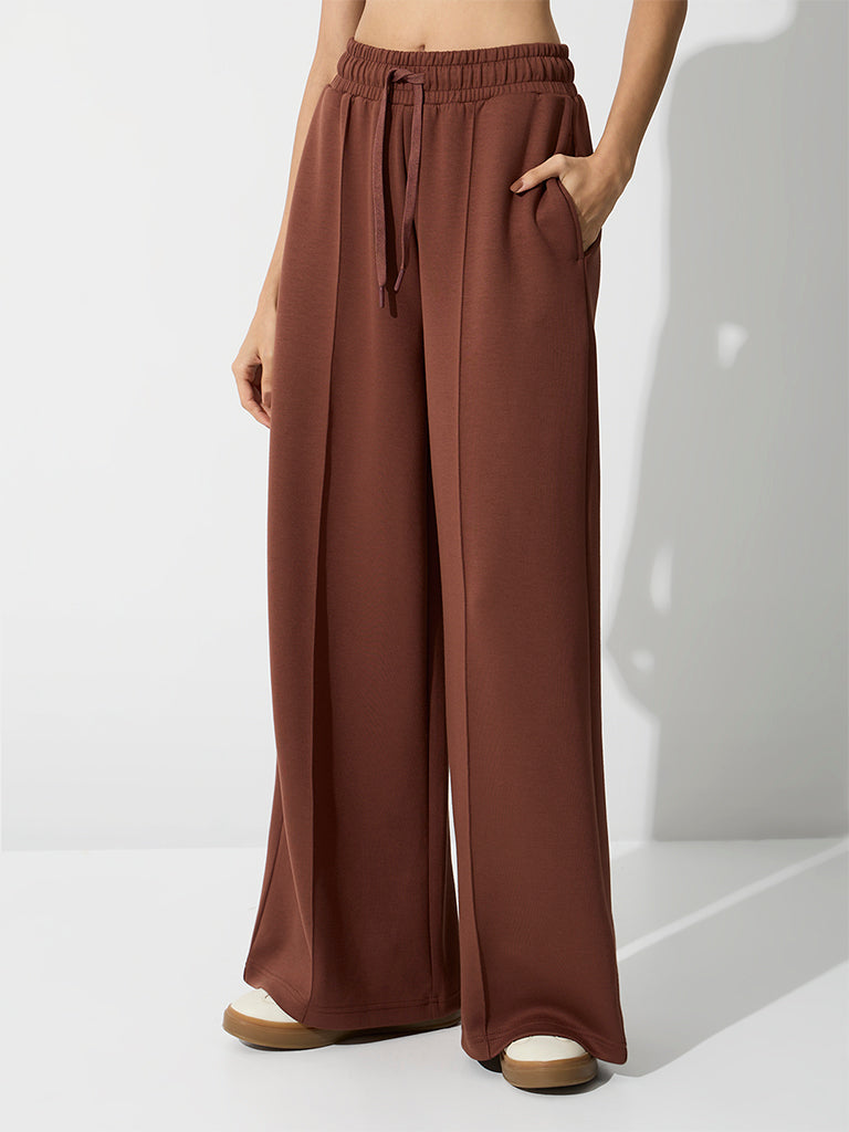 Nuoflexx Brown Pipeline-Detail High-Rise Track Pants