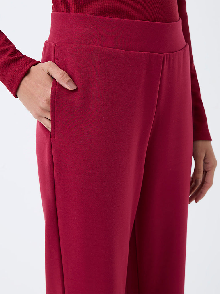 Nuoflexx Red High-Rise Flared Pants