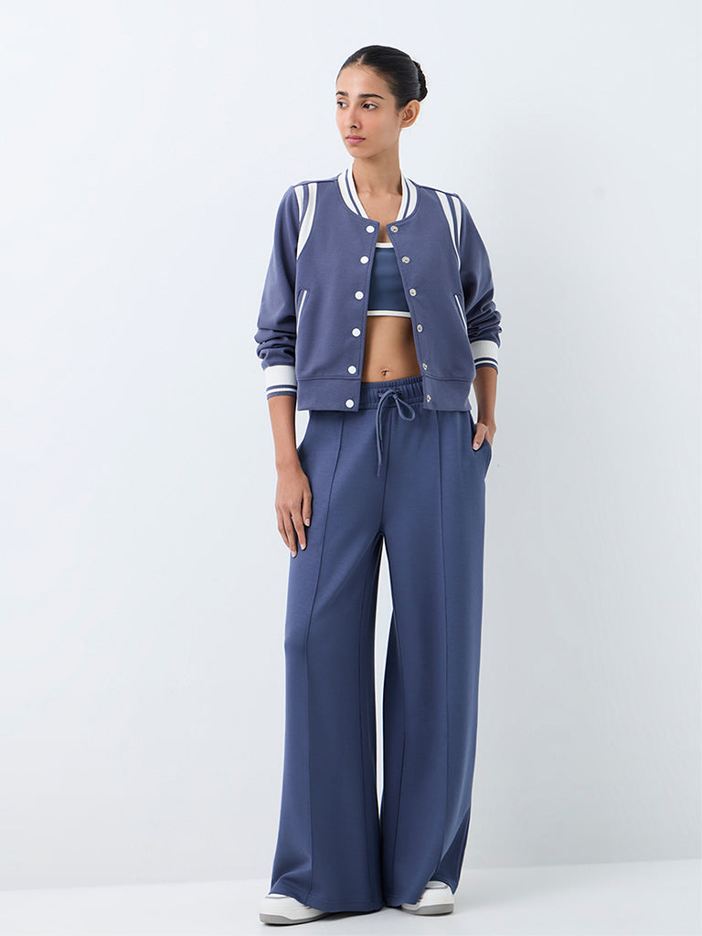 Nuoflexx Dusty Blue Striped Varsity Jacket