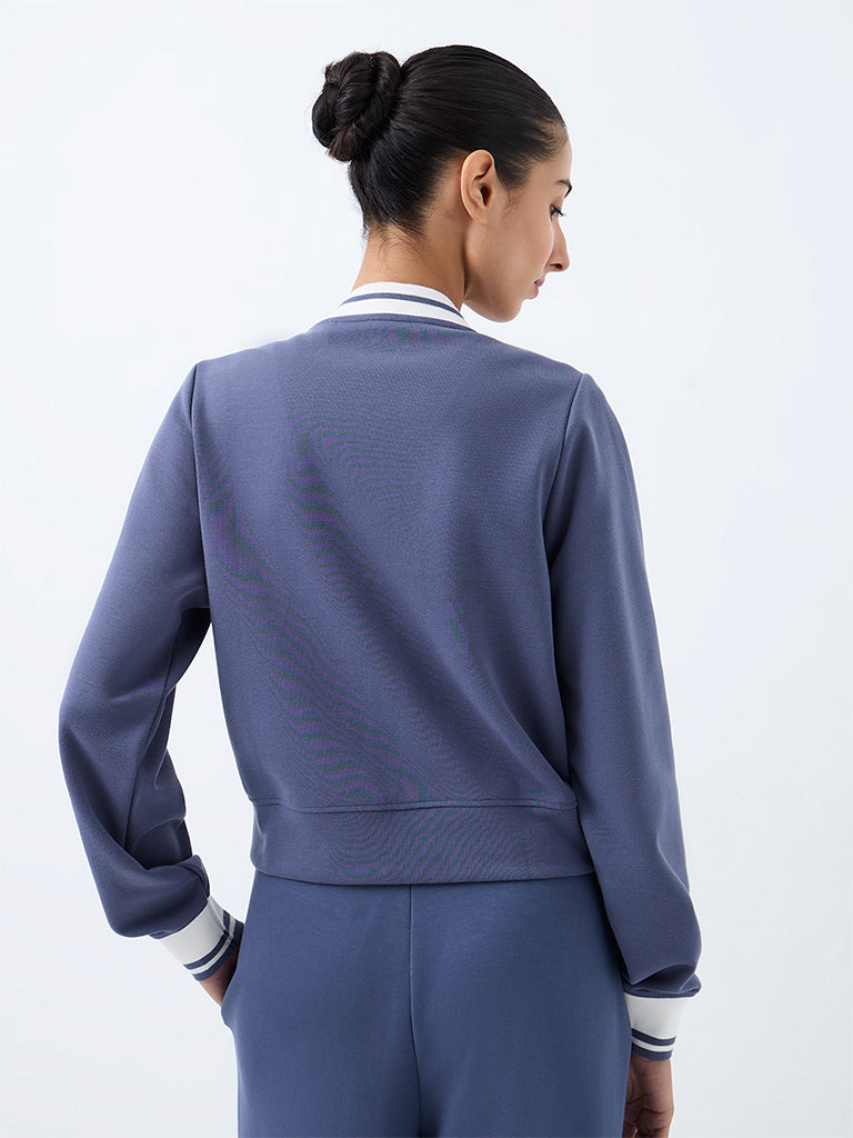 Nuoflexx Dusty Blue Striped Varsity Jacket
