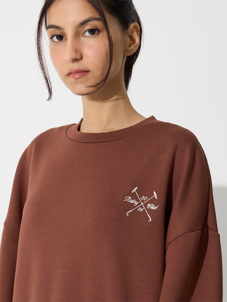 Nuoflexx Brown Embroidered Sweatshirt