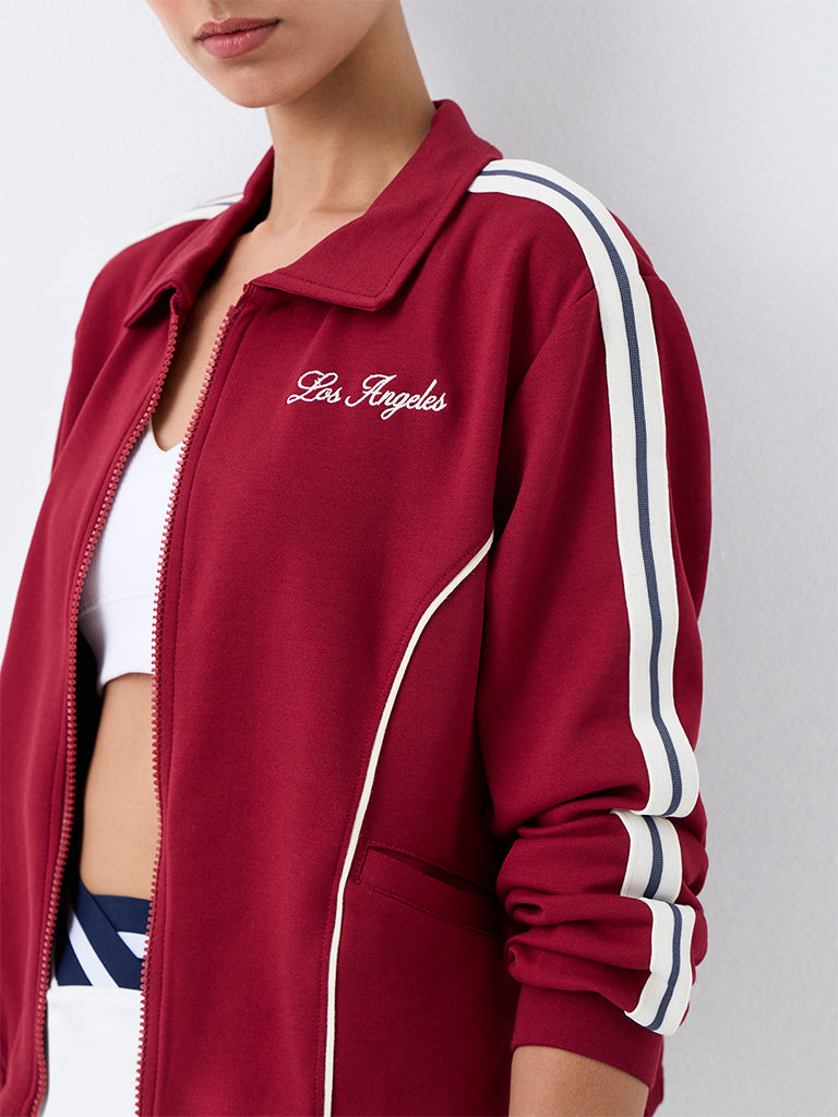 Nuoflexx Red Striped Pipeline-Detail Jacket