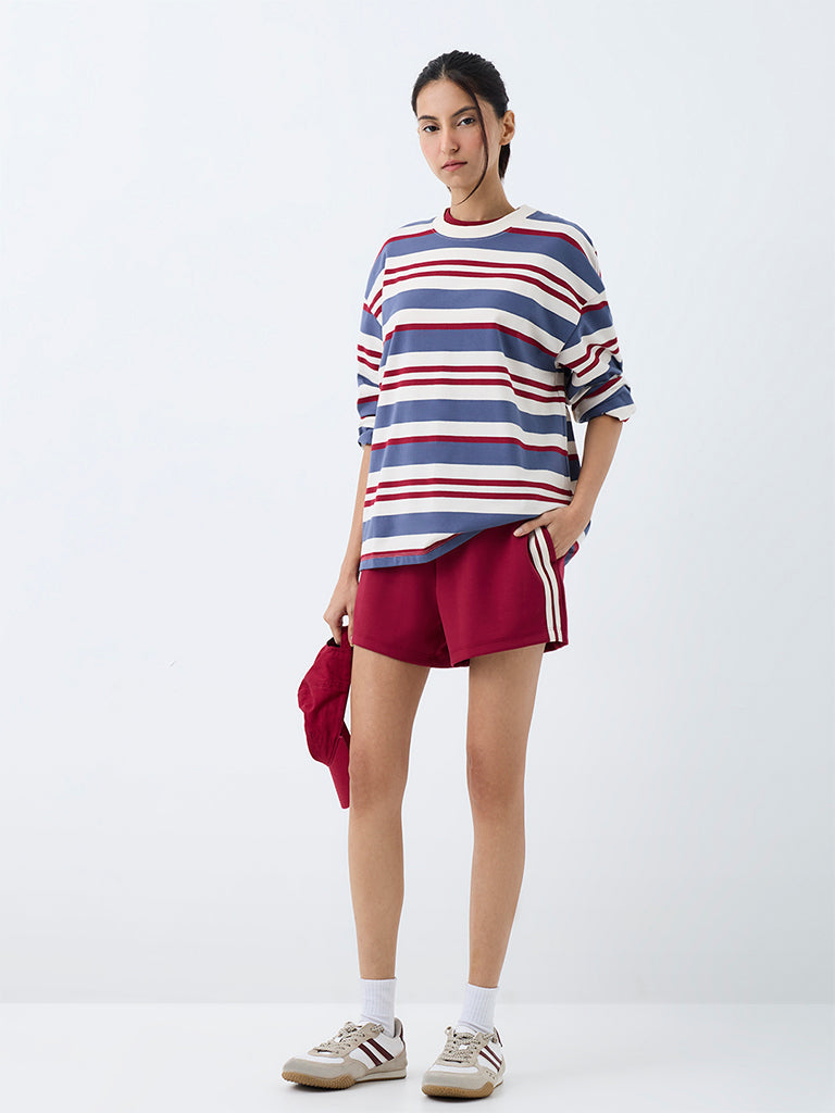 Nuoflexx Multi-Coloured Striped Cotton-Blend T-Shirt