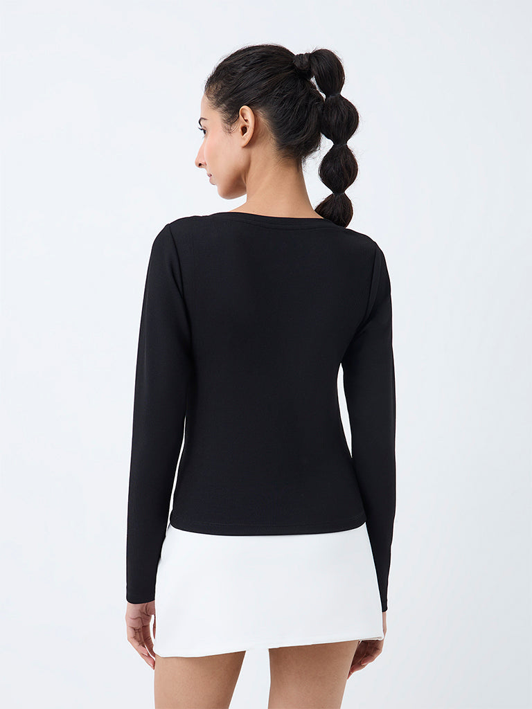 Nuoflexx Black Solid T-Shirt