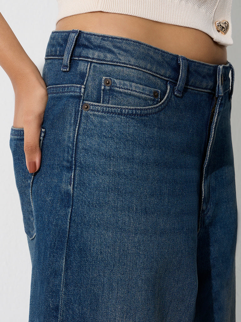 LOV Blue-Wash High-Waist Straight Fit Jeans
