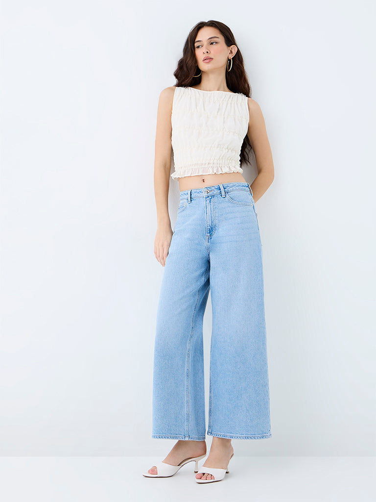 LOV Light-Blue-Wash High-Waist Straight Fit Jeans