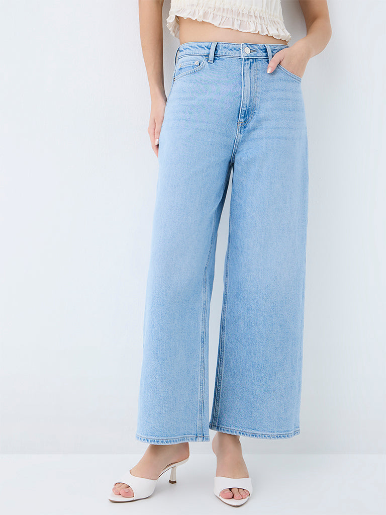 LOV Light-Blue-Wash High-Waist Straight Fit Jeans