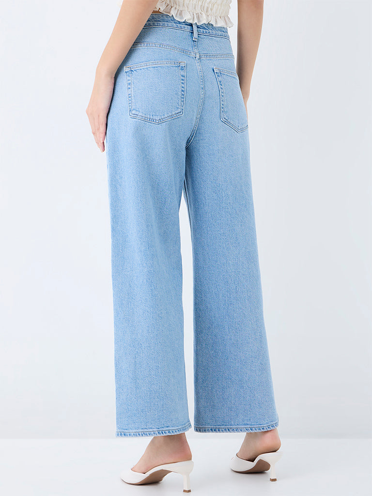 LOV Light-Blue-Wash High-Waist Straight Fit Jeans