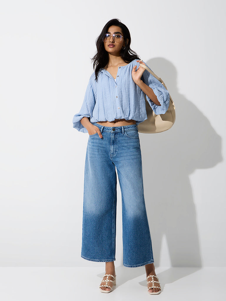 LOV Blue-Wash High-Waist Straight Fit Jeans