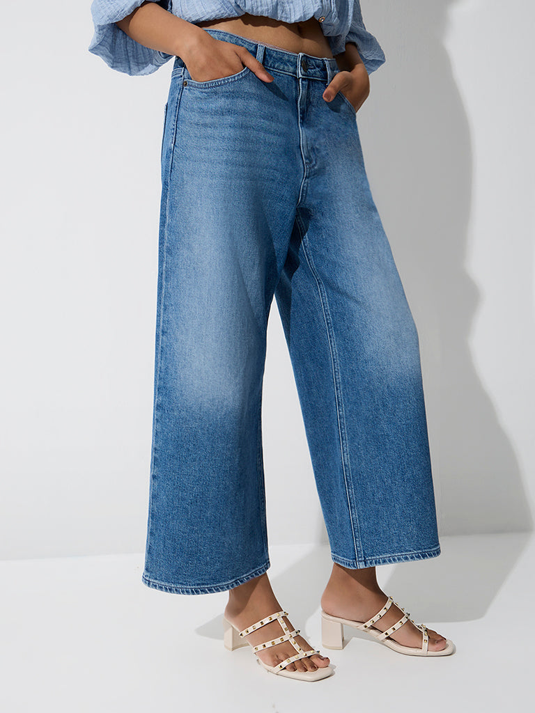 LOV Blue-Wash High-Waist Straight Fit Jeans