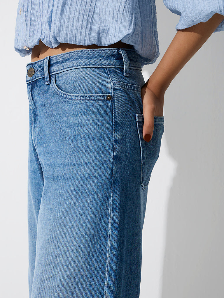 LOV Blue-Wash High-Waist Straight Fit Jeans
