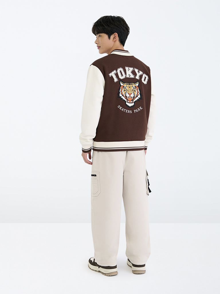 Boys Ivory Mid-Rise Cargo Pants