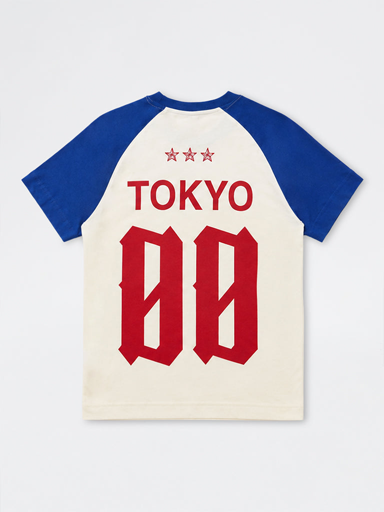 Boys Off-White Colour-Blocked Cotton T-Shirt