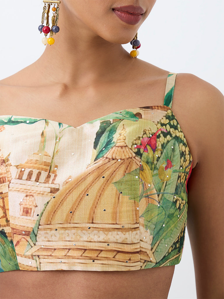 Vark Multicolour Heritage Printed Crop Top