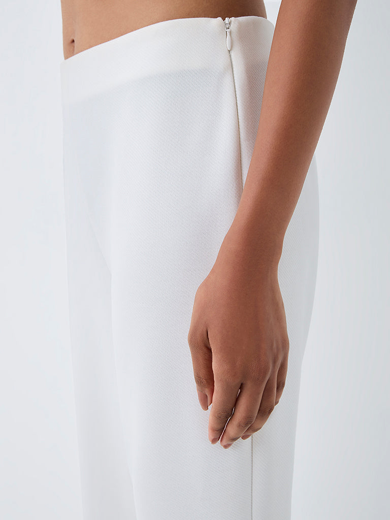 Wardrobe White High-Rise Flared Trouser