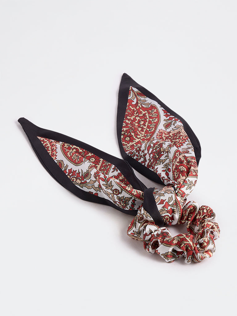Westside Accessories Multicolour Printed Scarf-Design Scrunchie