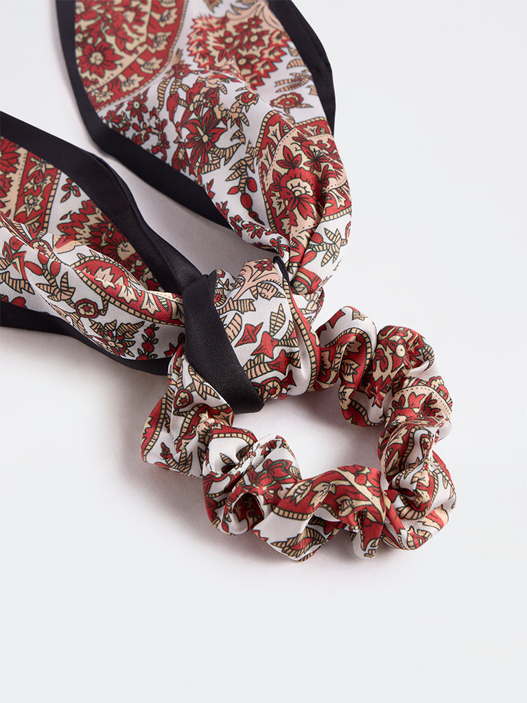 Westside Accessories Multicolour Printed Scarf-Design Scrunchie