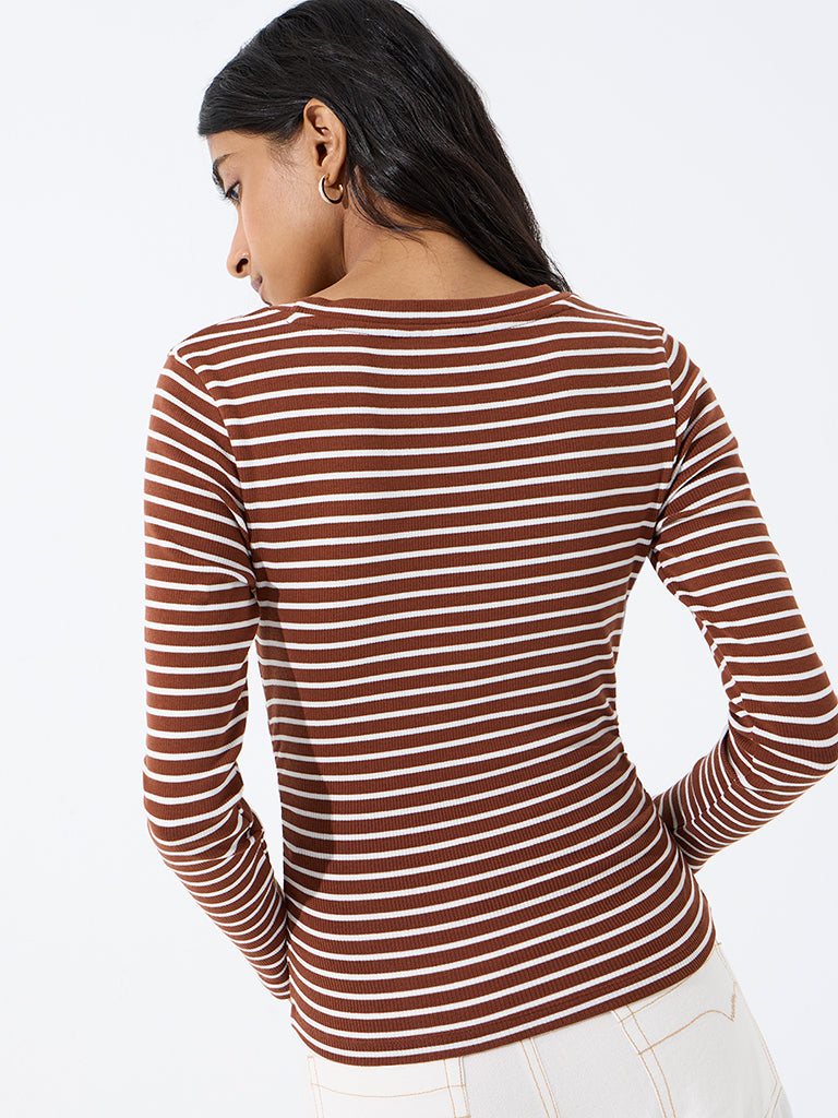 Nuon Brown Stripe T-Shirt