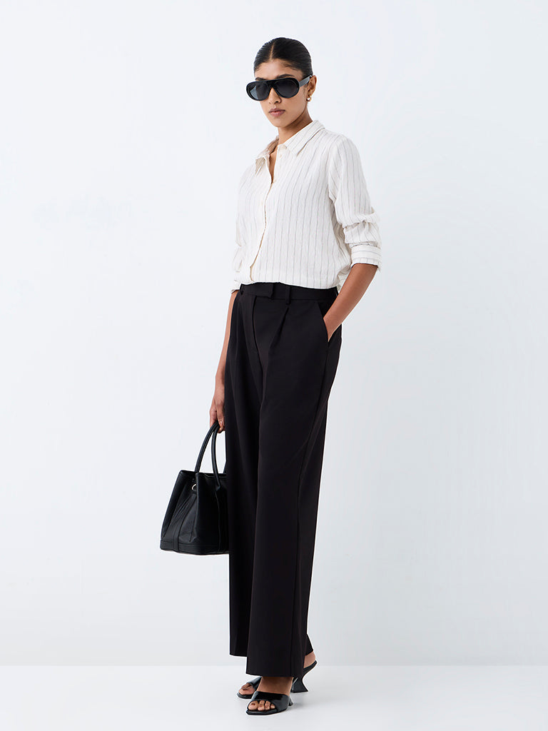 Wardrobe Ivory Striped Cotton-Blend Shirt