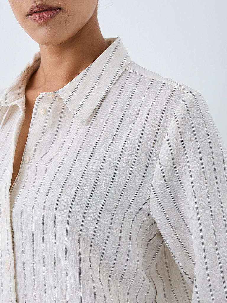 Wardrobe Ivory Striped Cotton-Blend Shirt
