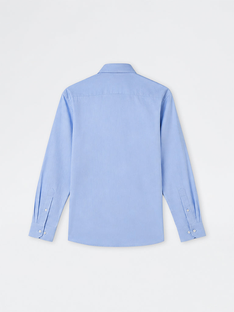 WES Formals Light Blue Solid Relaxed-Fit Cotton Shirt