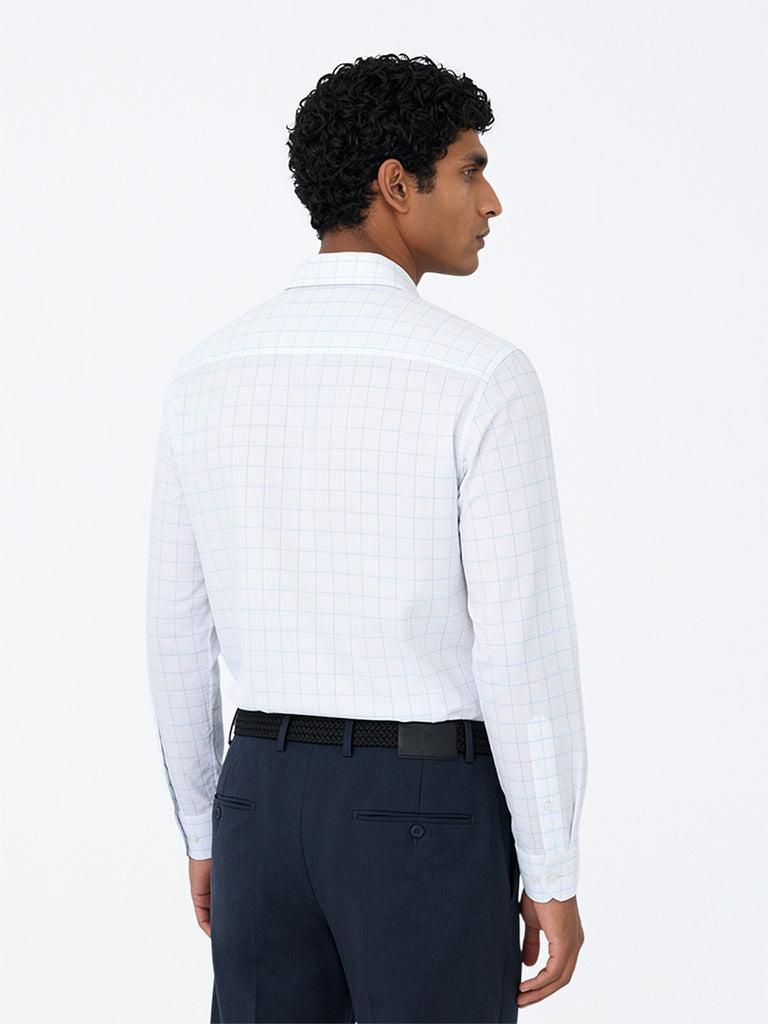 WES Formals White Checkered Relaxed-Fit Cotton Shirt