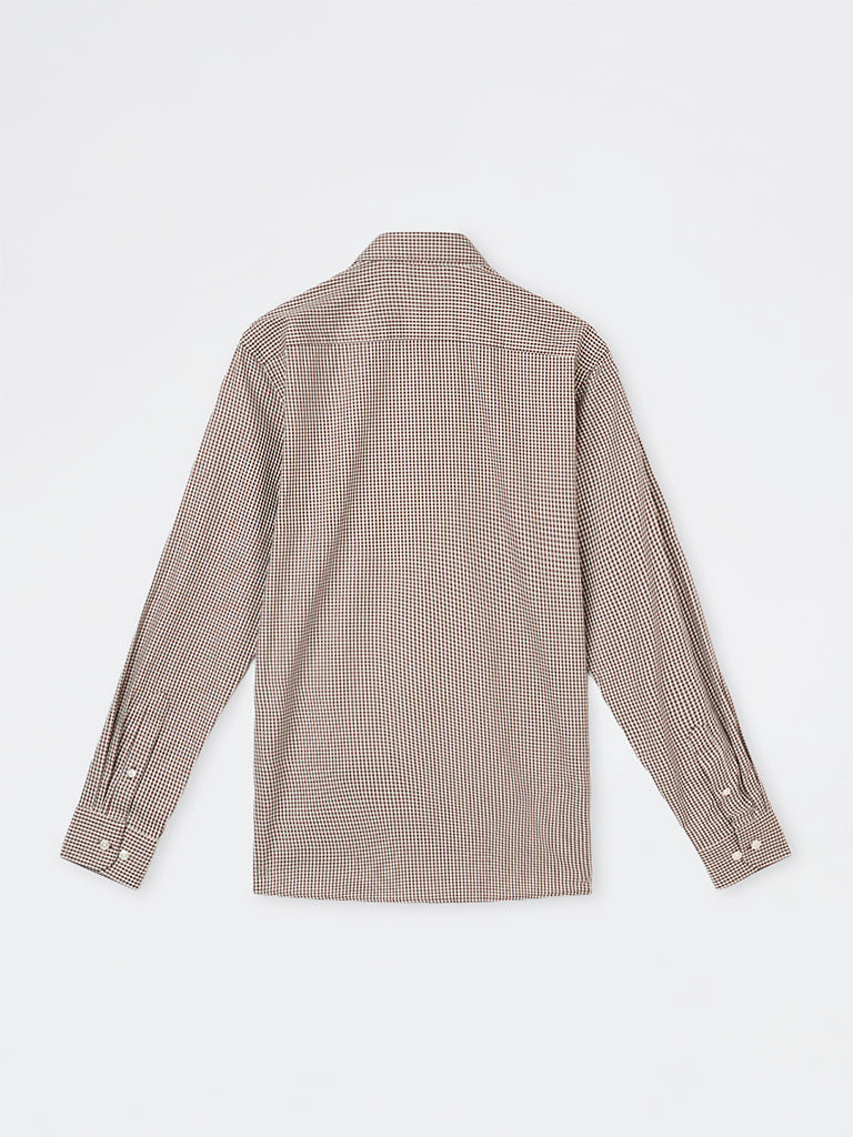 WES Formals Brown Checks Pattern Relaxed-Fit Cotton Shirt