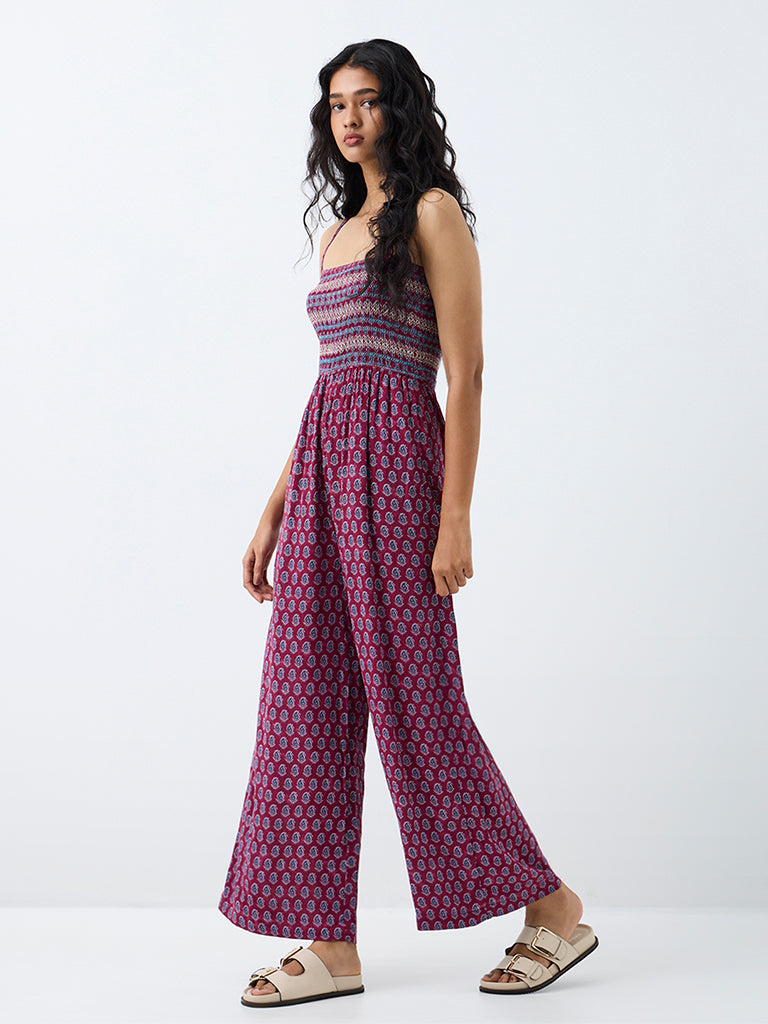 Bombay Paisley Wine Paisley Printed Jumpsuit