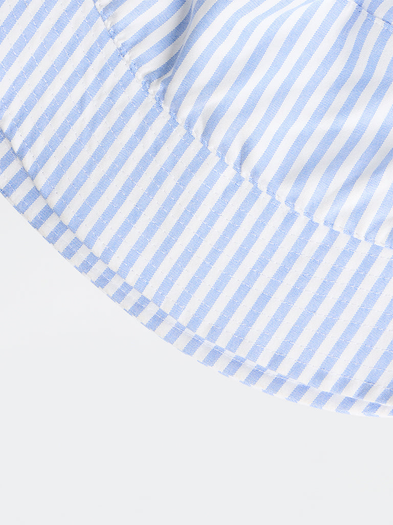 Wunderlove Light Blue Striped Bucket Cotton-Blend Hat