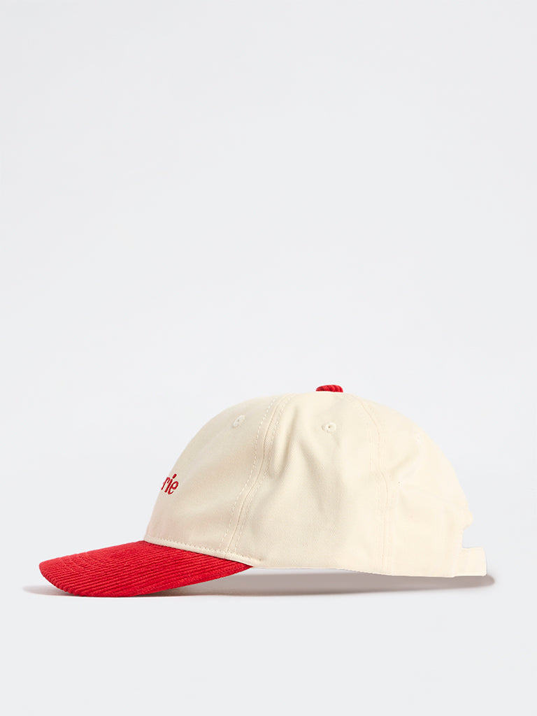 Wunderlove Cream Text Embroidered Cotton Cap