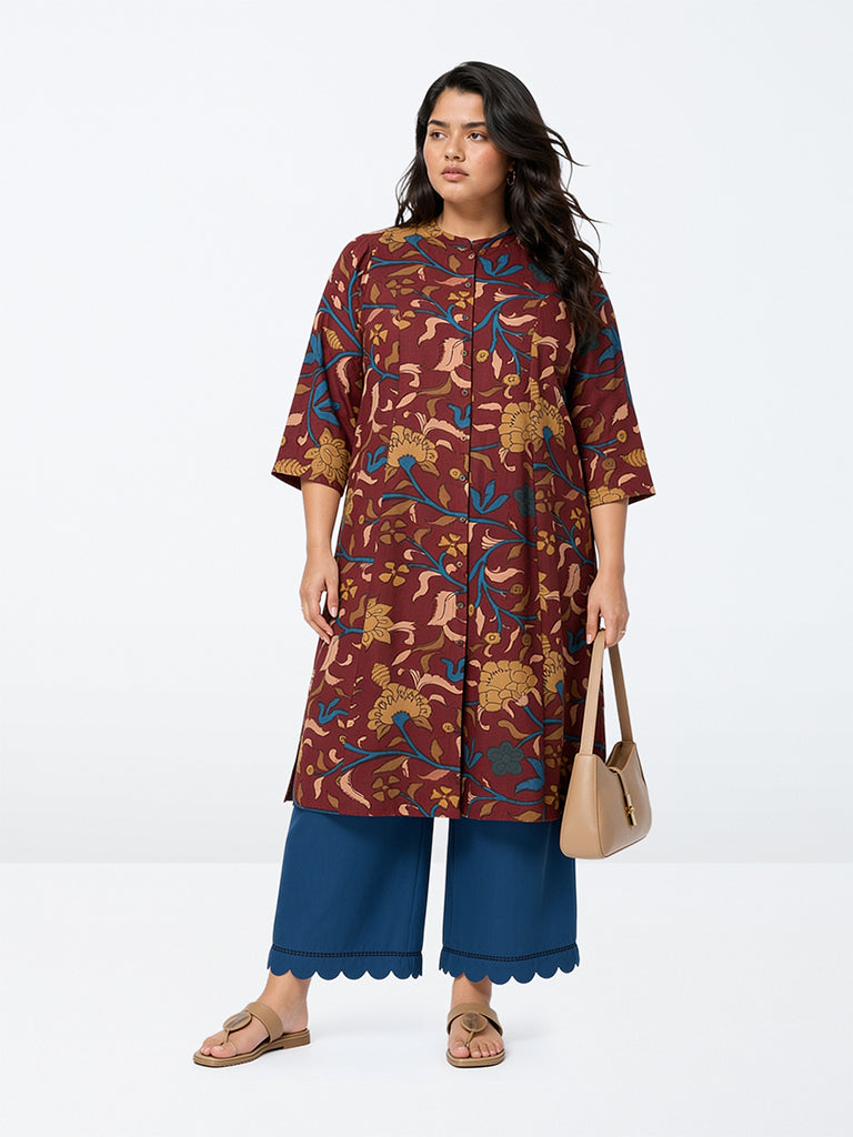 Diza Indigo Scalloped-Detail Cotton Pants