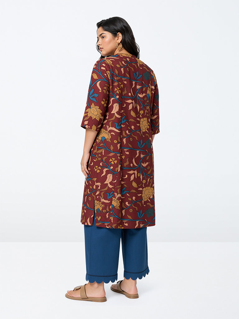 Diza Indigo Scalloped-Detail Cotton Pants
