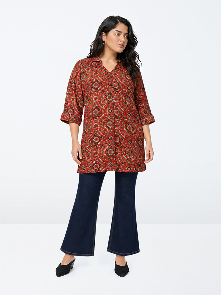 Diza Maroon Kalamkari Floral Printed Tunic