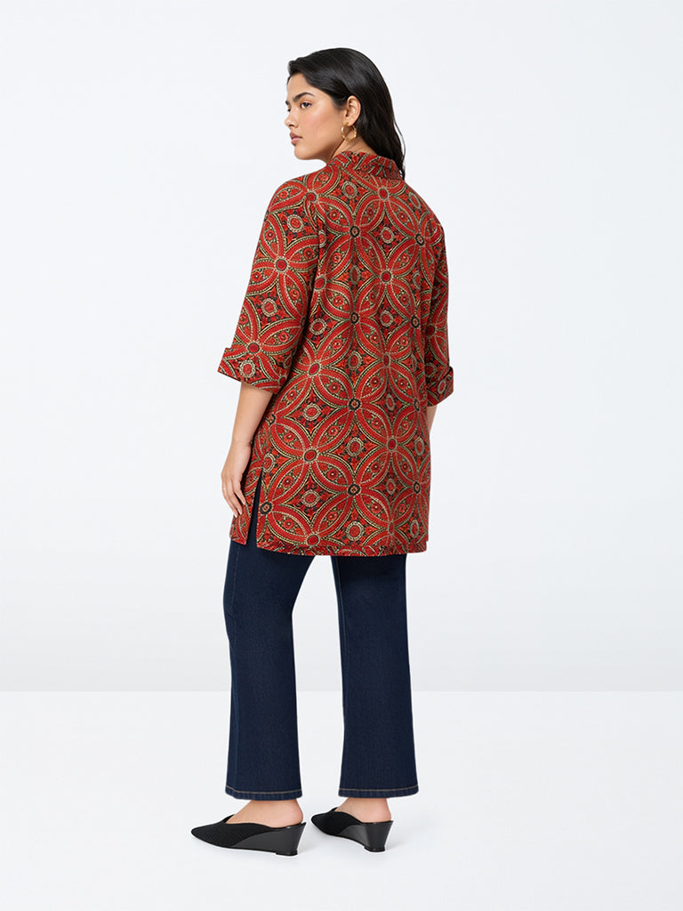 Diza Maroon Kalamkari Floral Printed Tunic