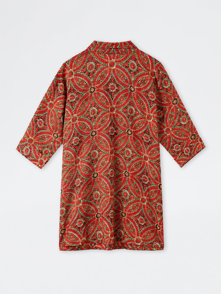 Diza Maroon Kalamkari Floral Printed Tunic
