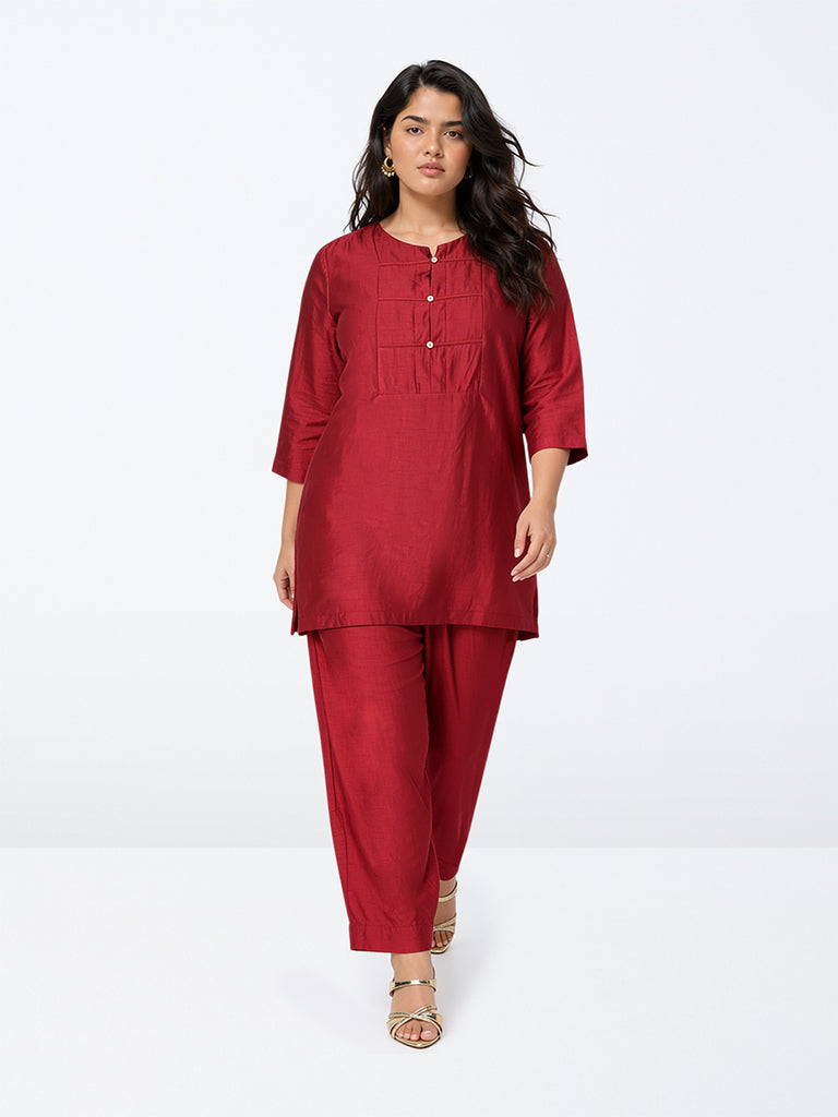 Diza Red Solid Tunic