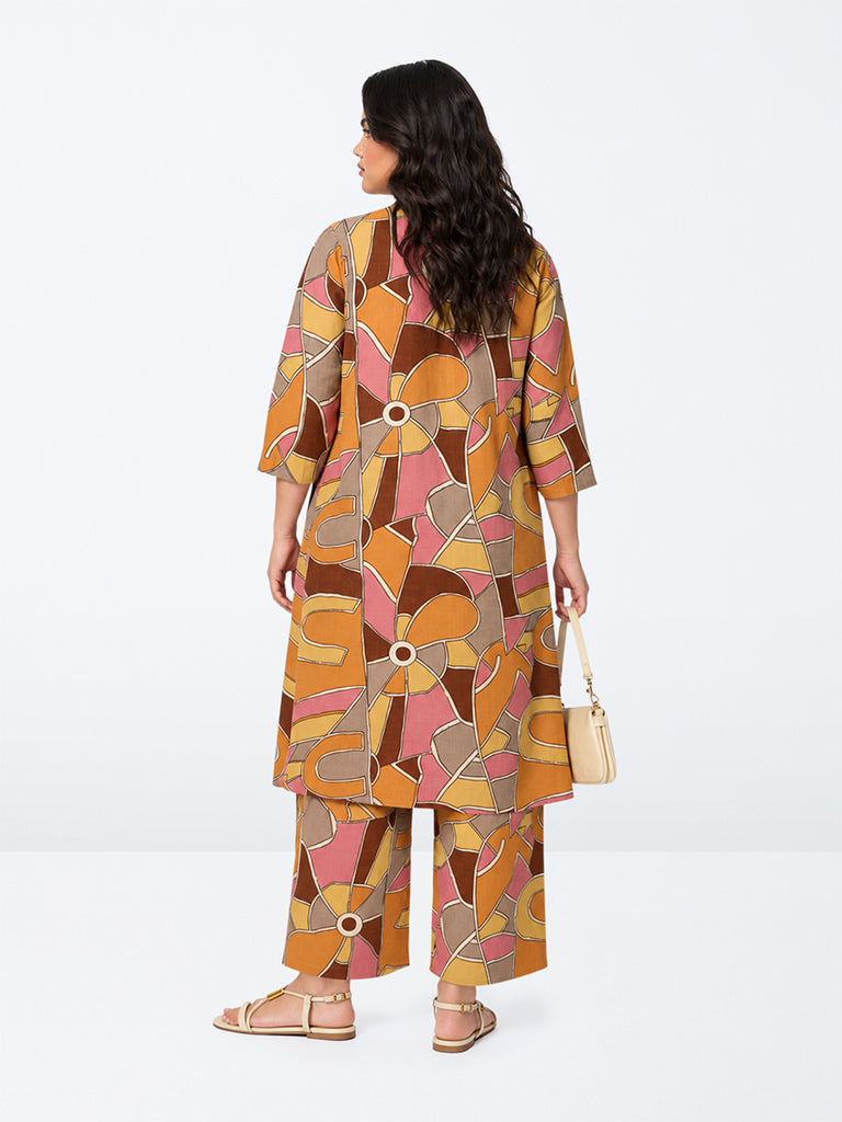 Diza Multicolour Abstract Printed A-Line Kurta
