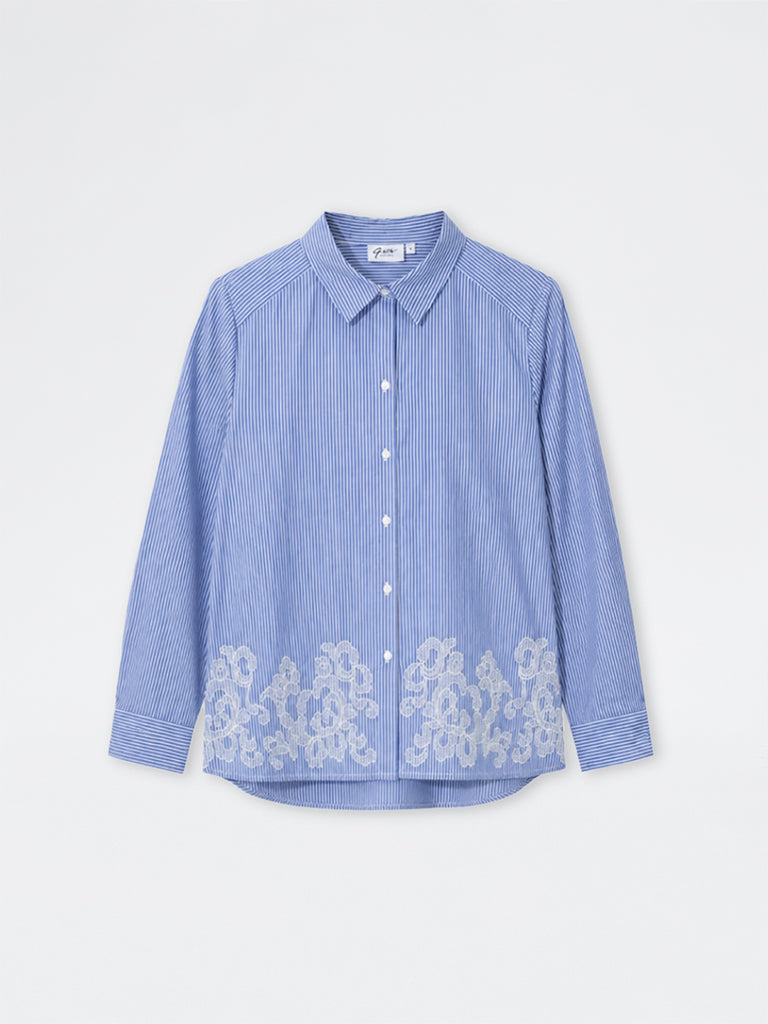 Gia Blue Striped Cotton Shirt